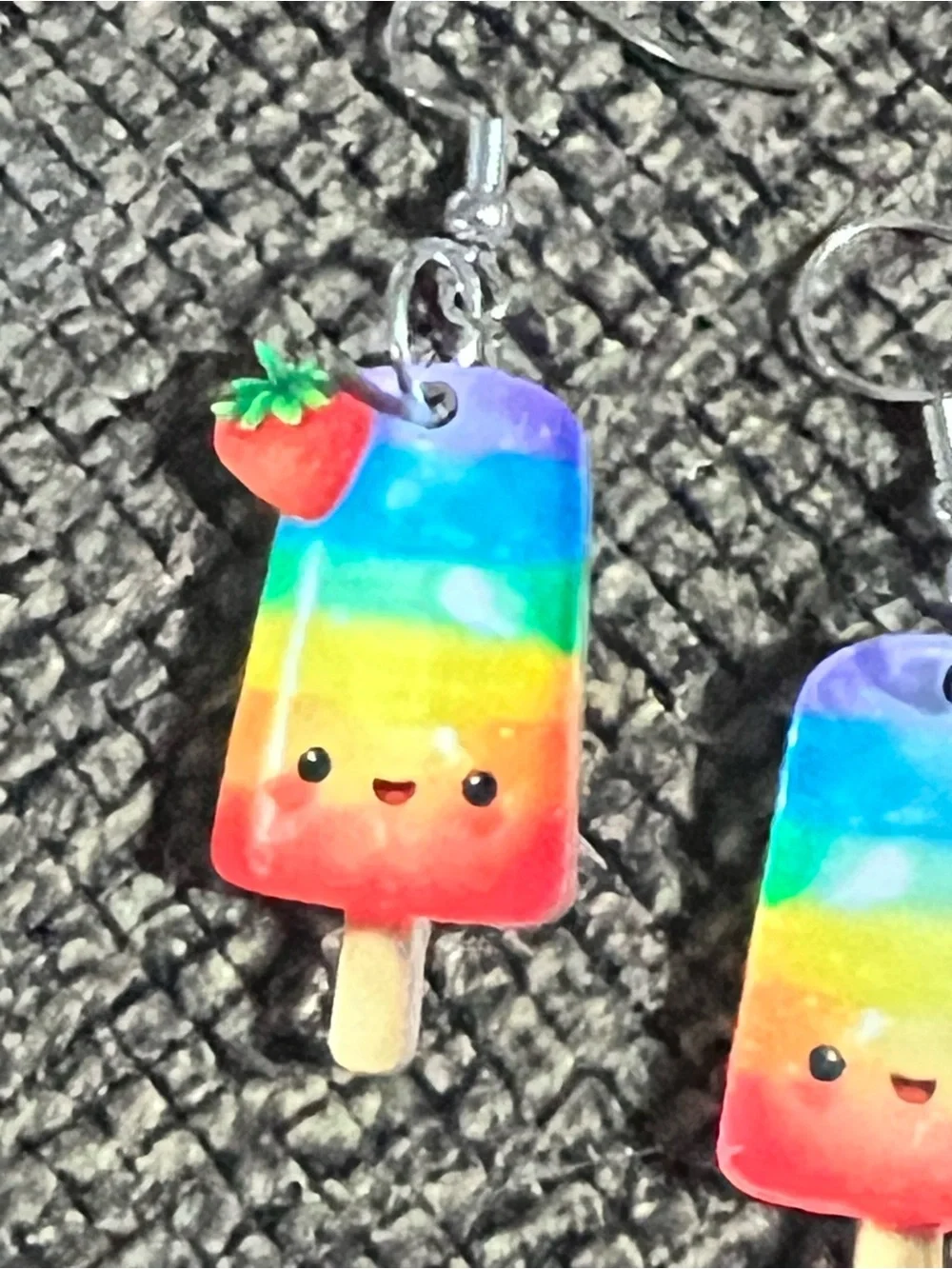 Cute Rainbow Popsicle Strawberry Drop Earrings E146